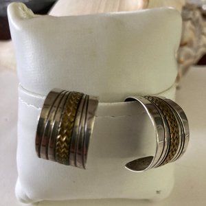 Vintage (antique?) sterling silver and 12K GF hoop post earrings